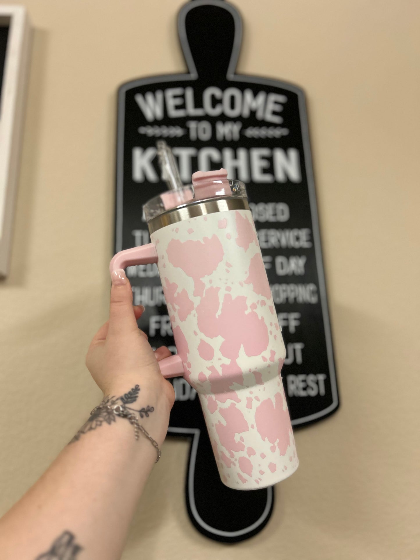 Baby Pink Cow Tumbler