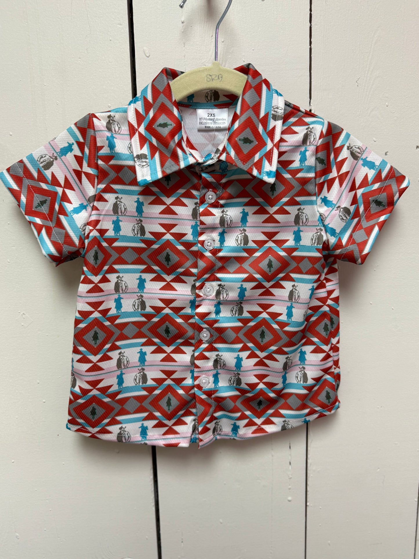 horse and rip button up shirt