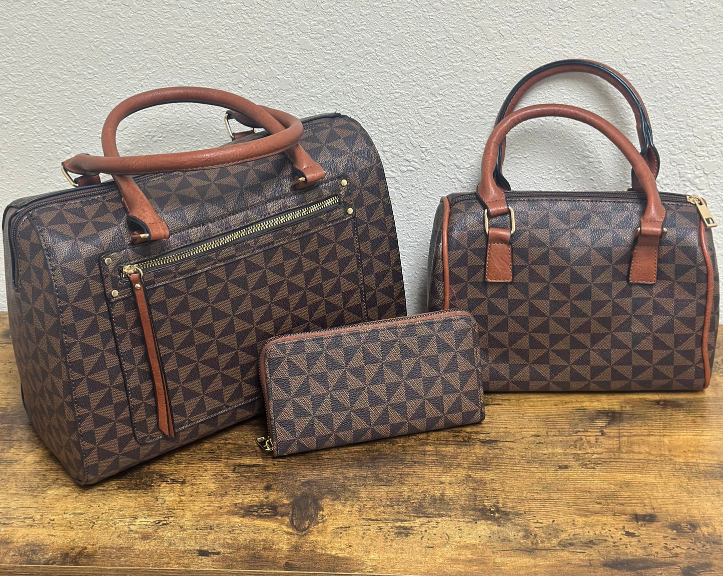 Brown 3 piece purse set