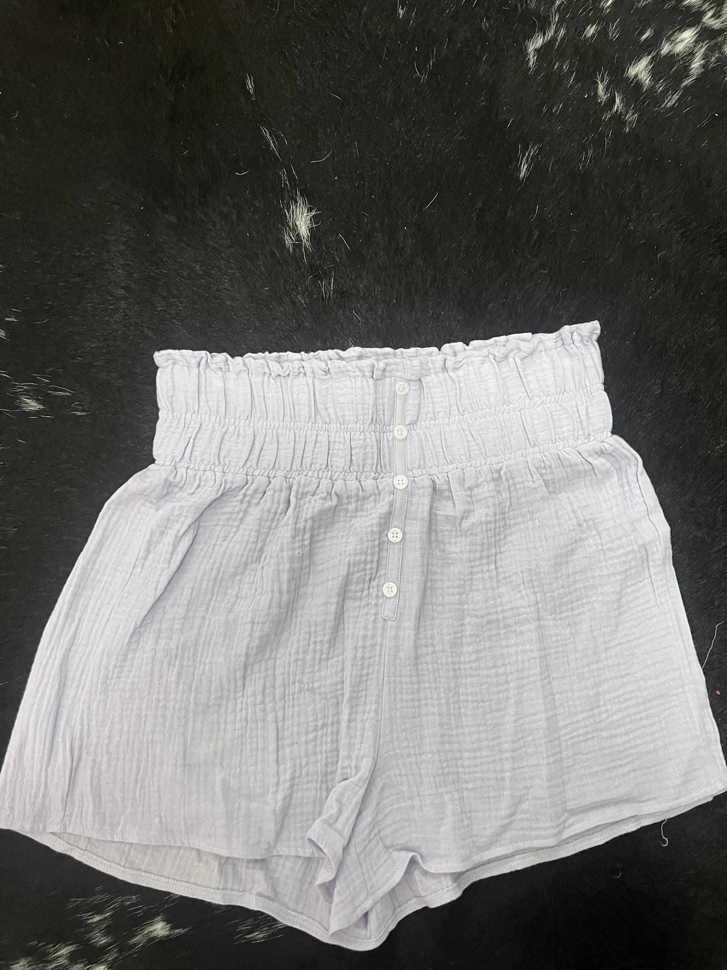 purple high waisted shorts