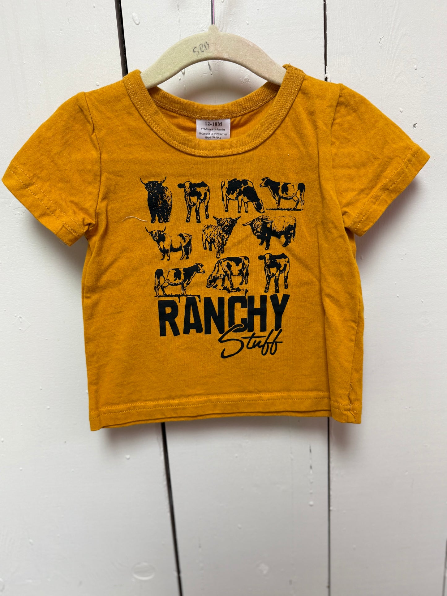 yellow ranchy stuff kids tee