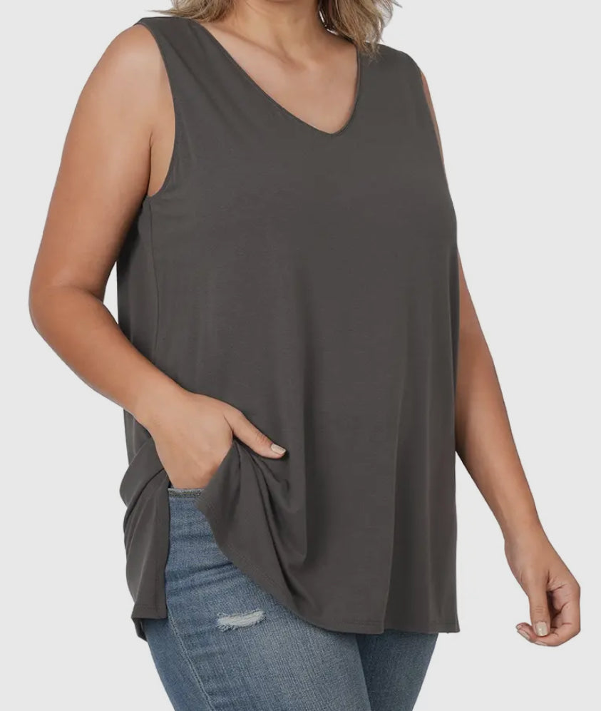 dark grey side slit tank
