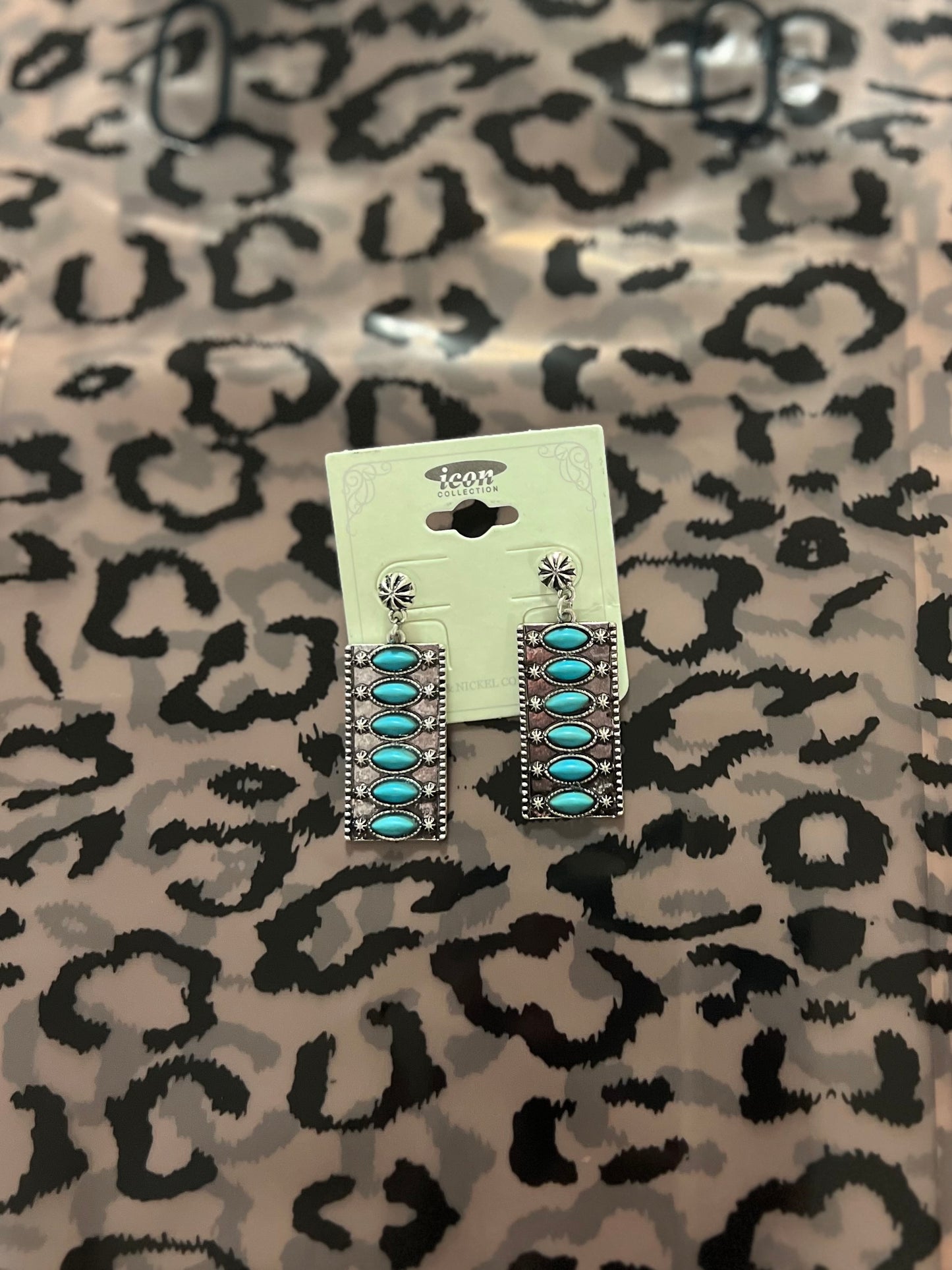 multi rec stone earring