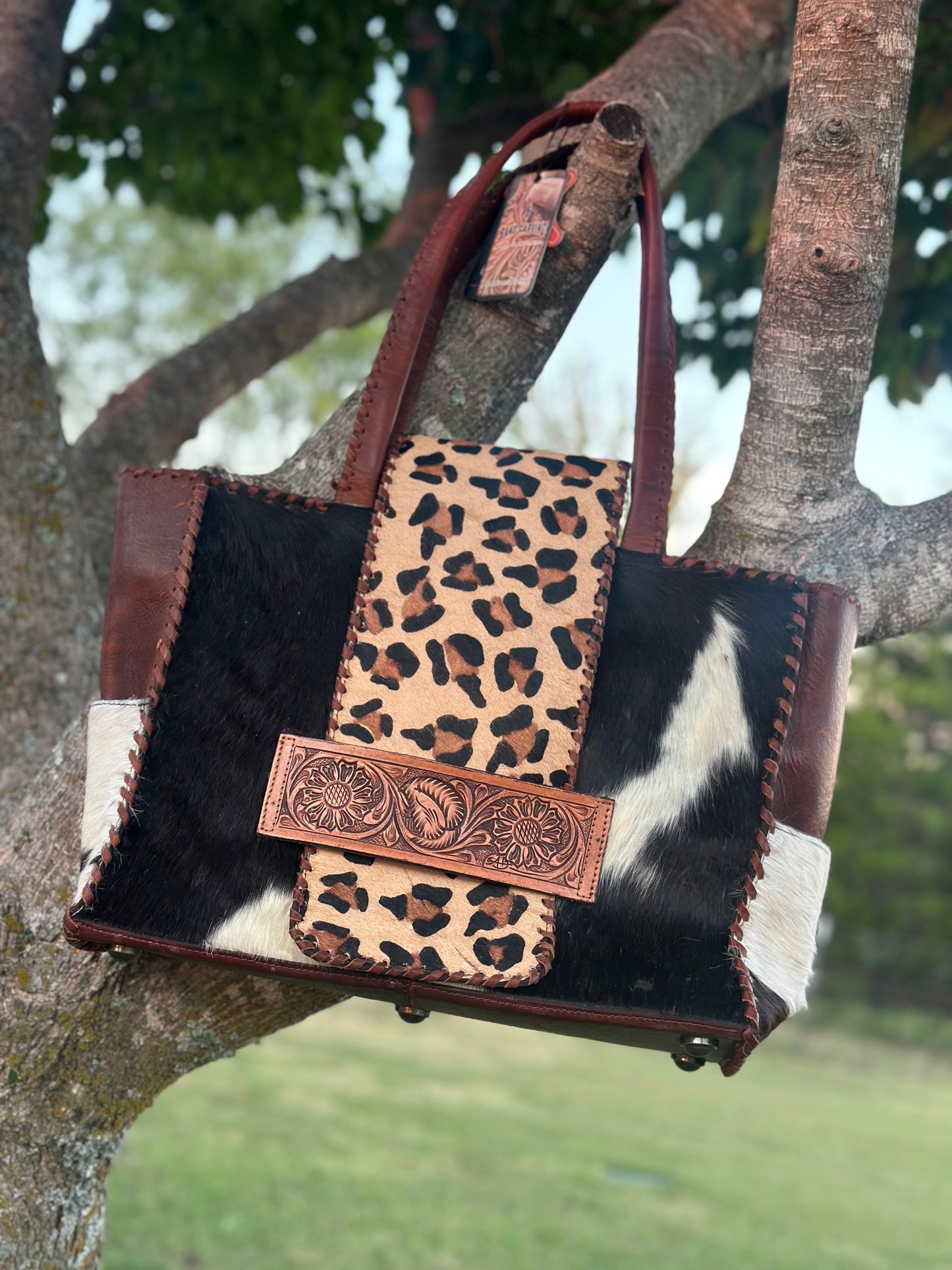 Genuine Leather Animal print tote