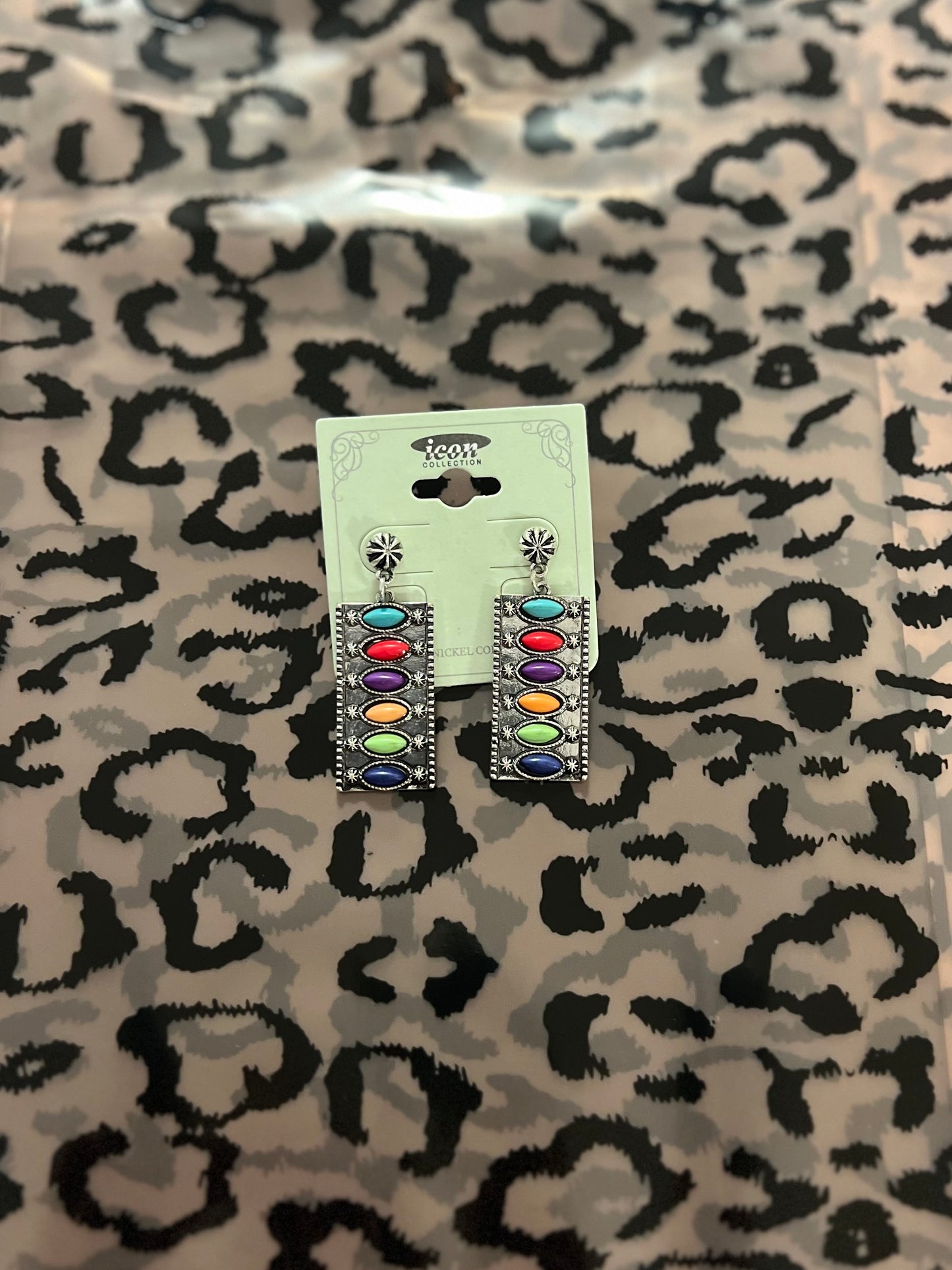 multi rec stone earring