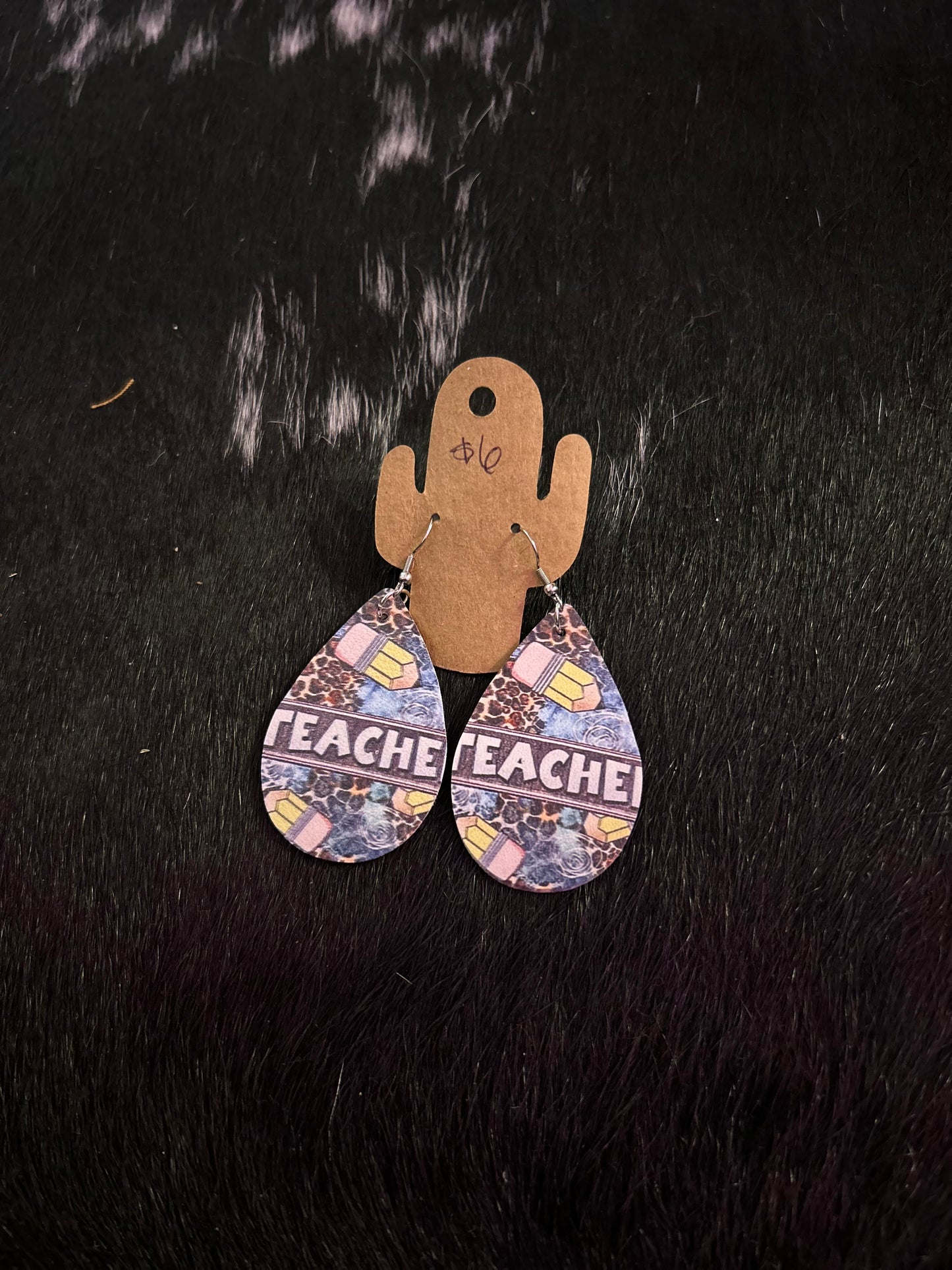 cheetah teacher earrings