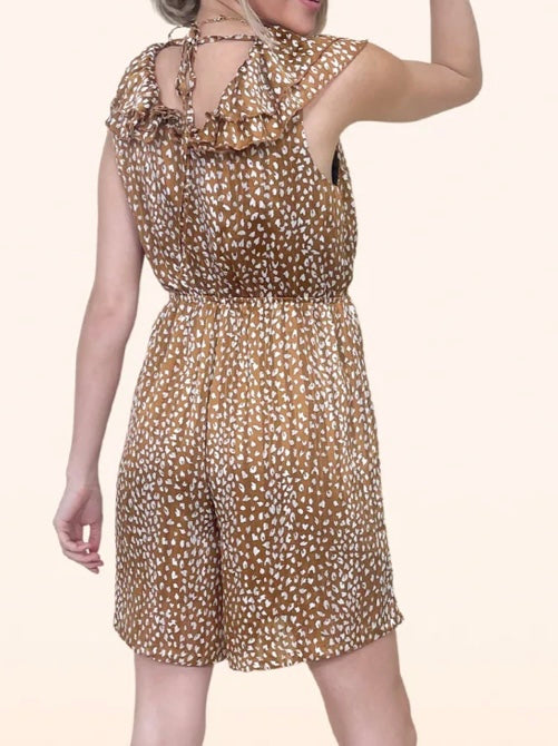 brown leopard romper