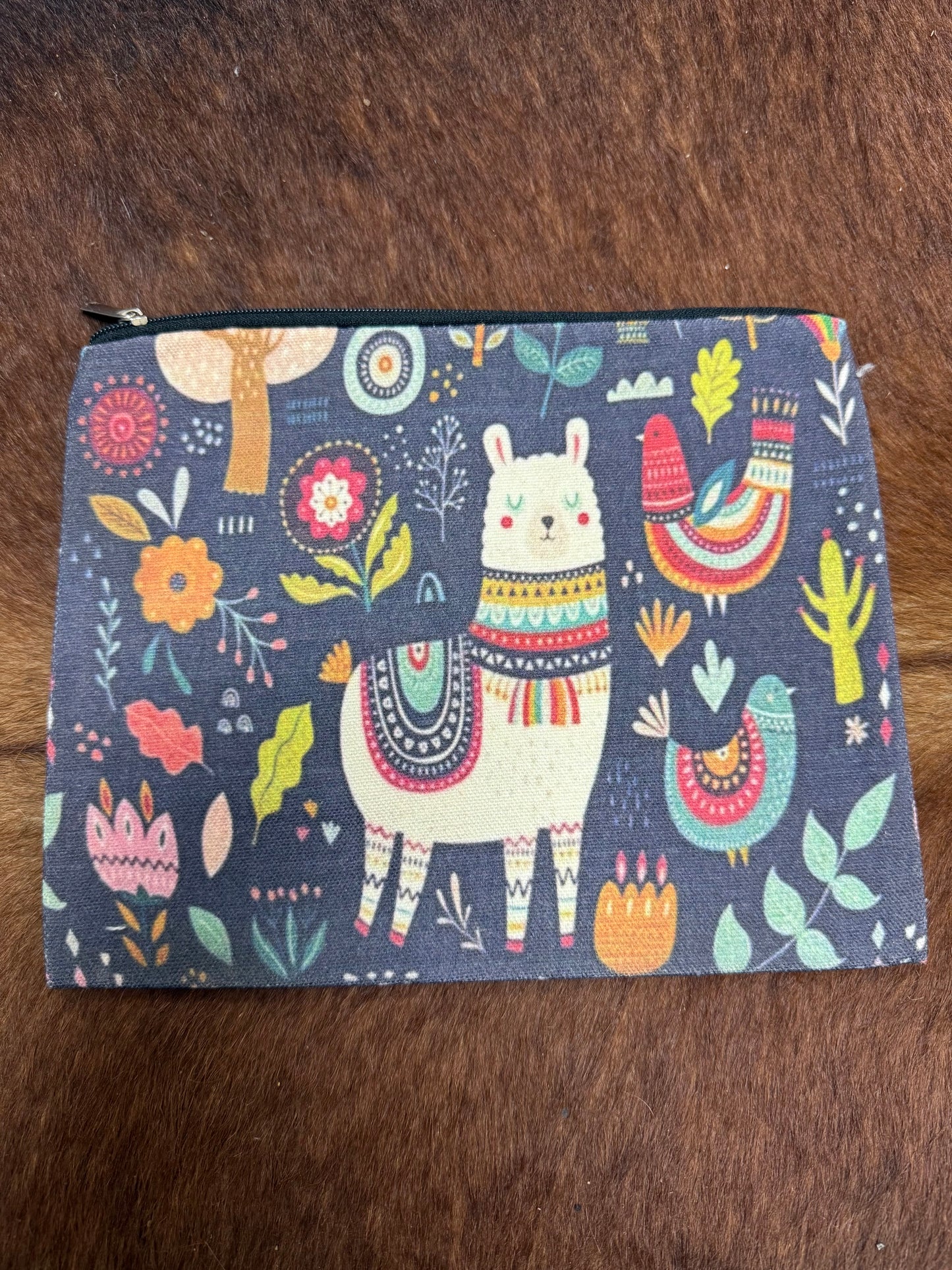 blue bag w llama and flowers