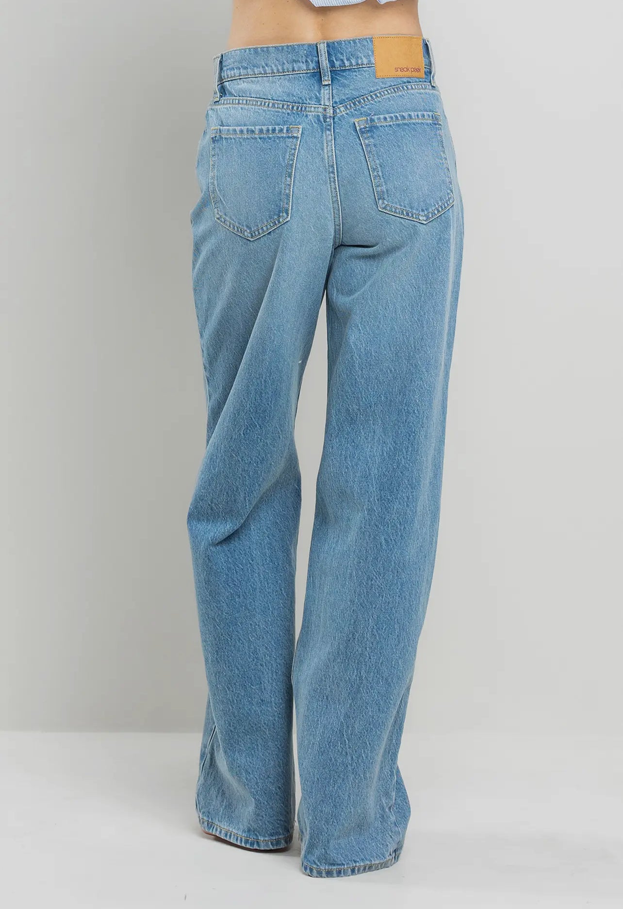 high rise wide leg sneak peak jeans