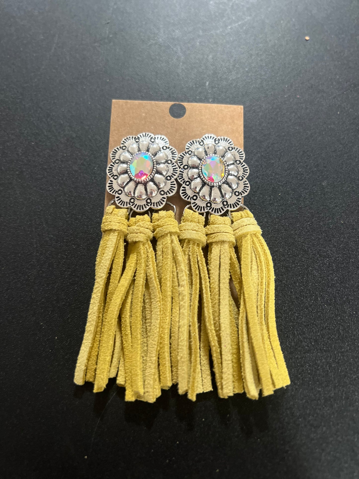 Yellow tassel earrings
