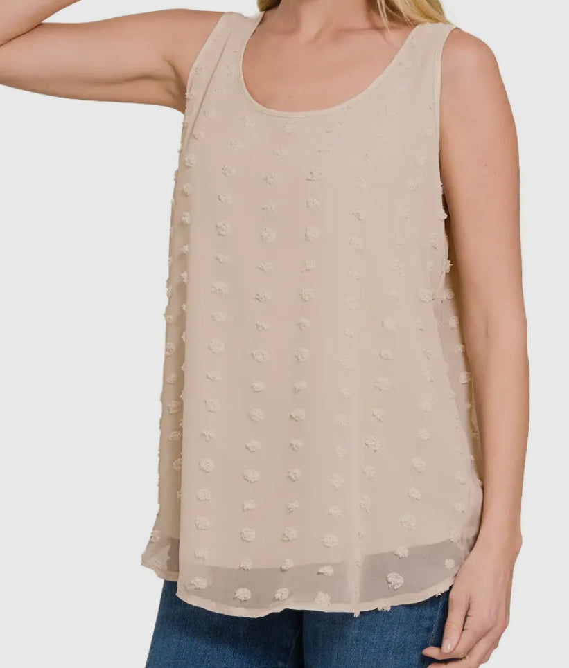 tan dot lined top