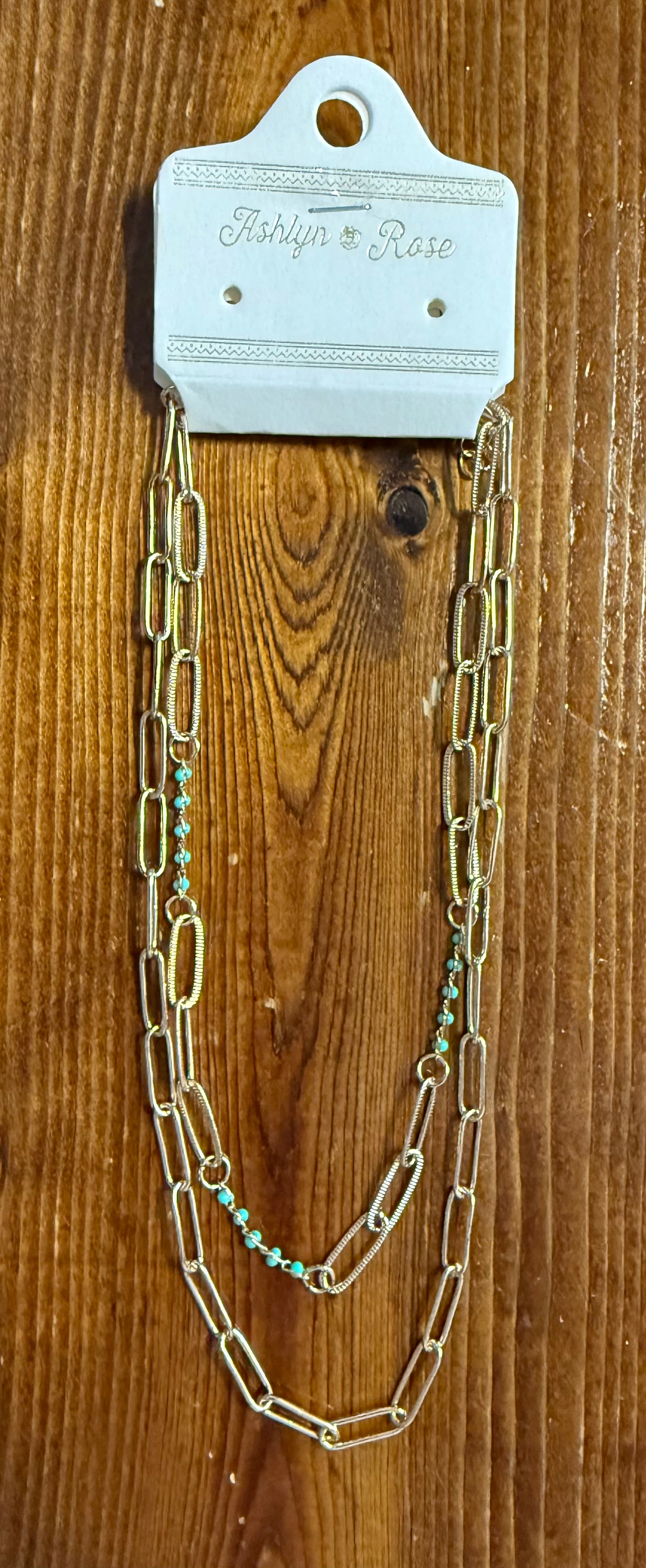 linked chain necklace w turquoise