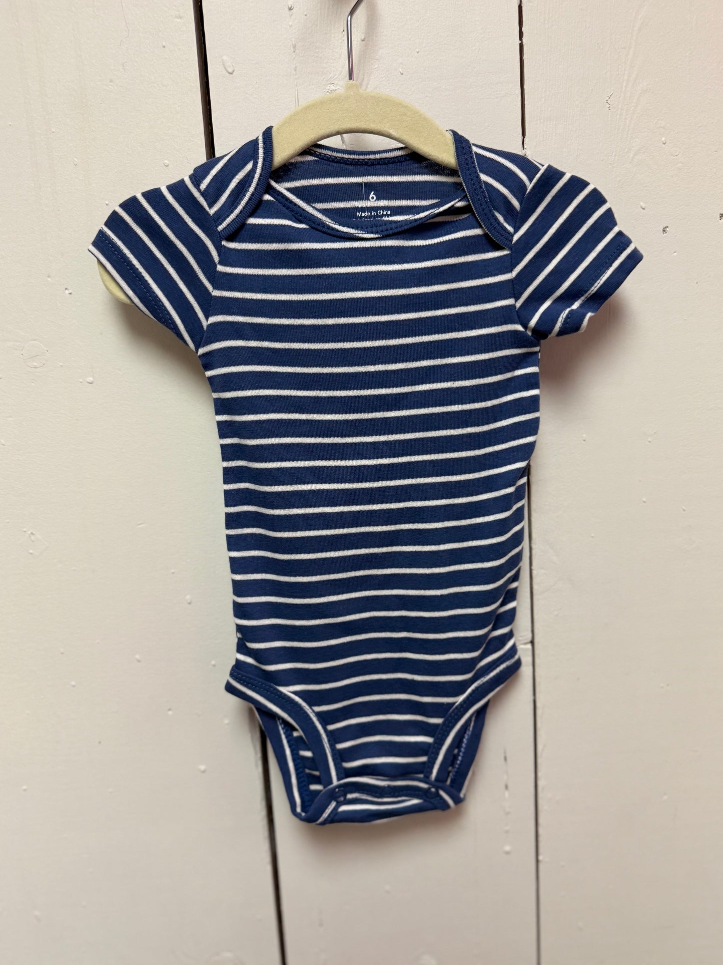 dark blue and white stripe onesie