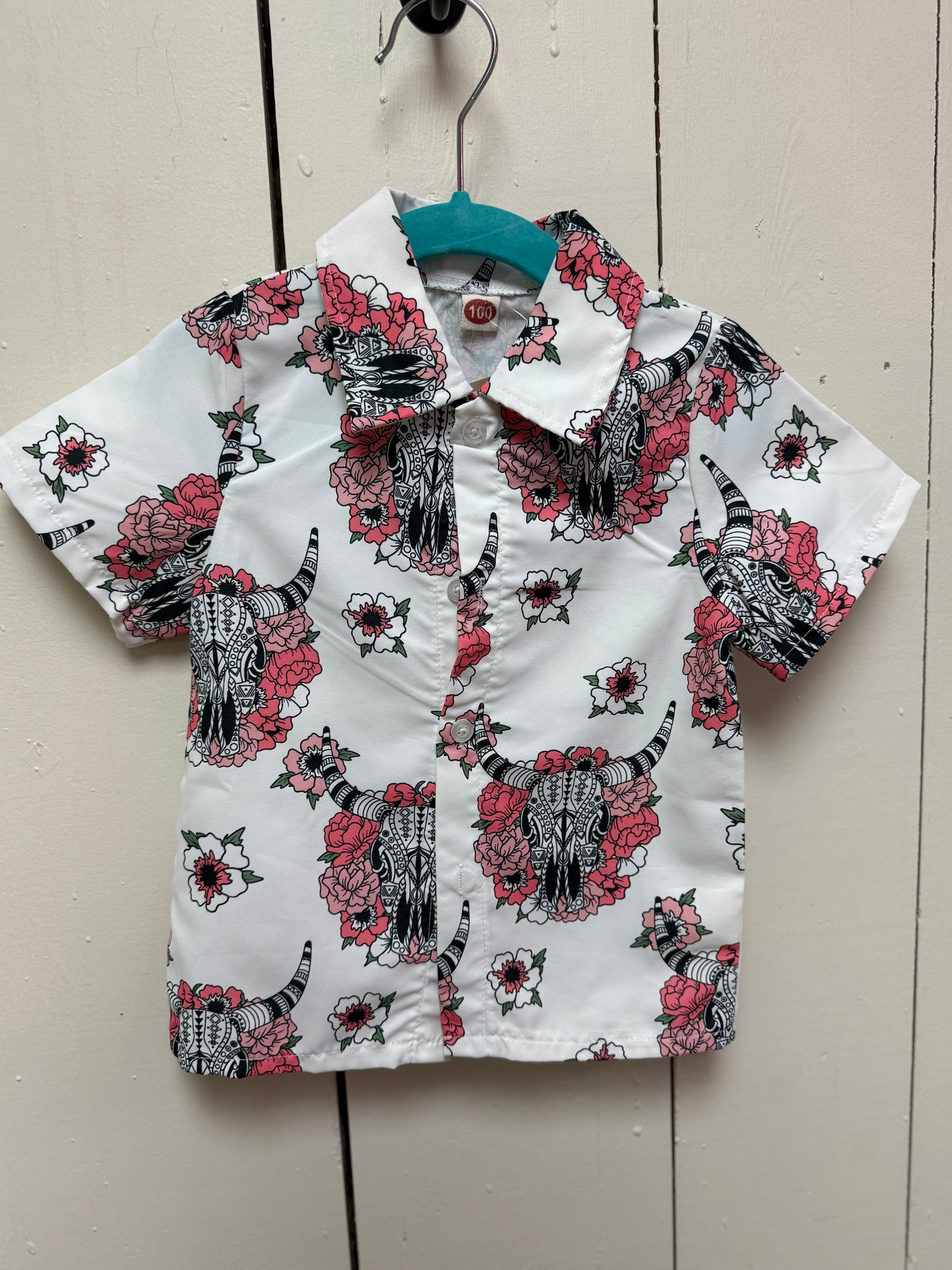 steer and flower button up