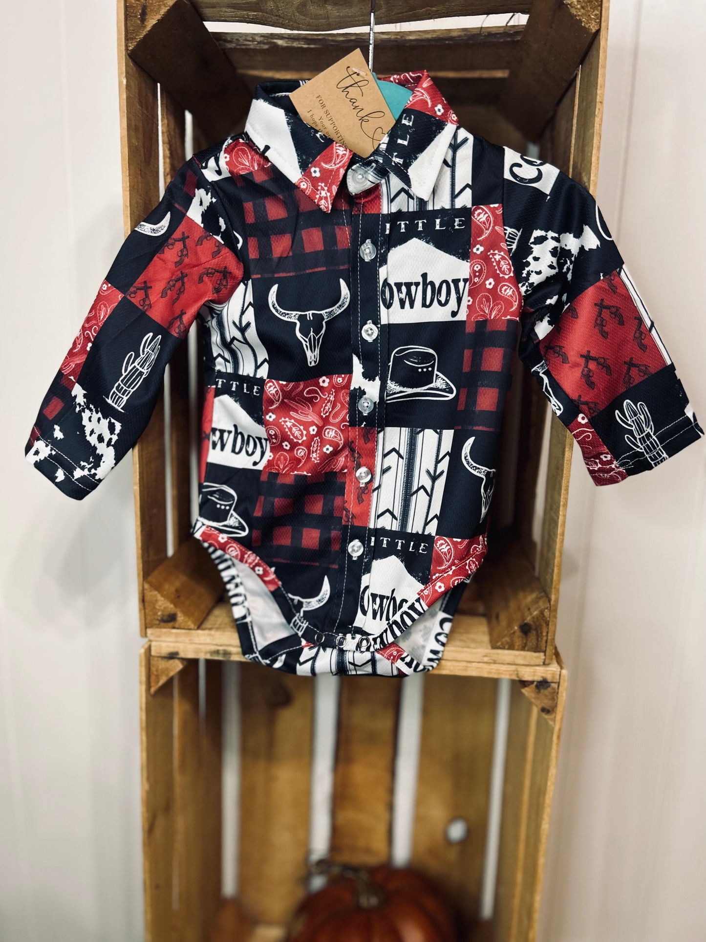 Cowboy Printed Button Up