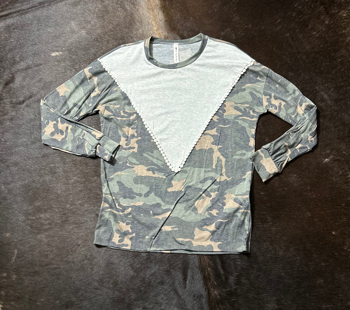 Cream V Camo Long Sleeve