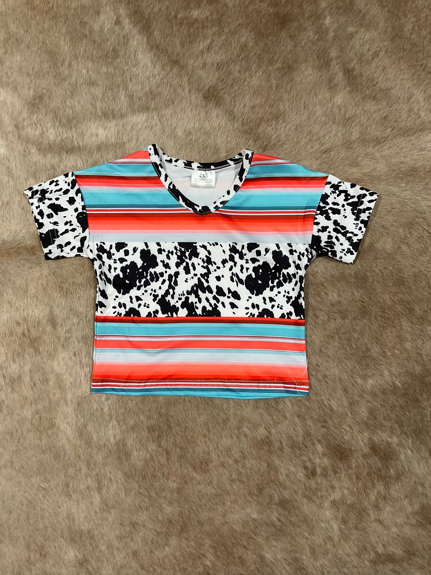 Serape & cow print tee