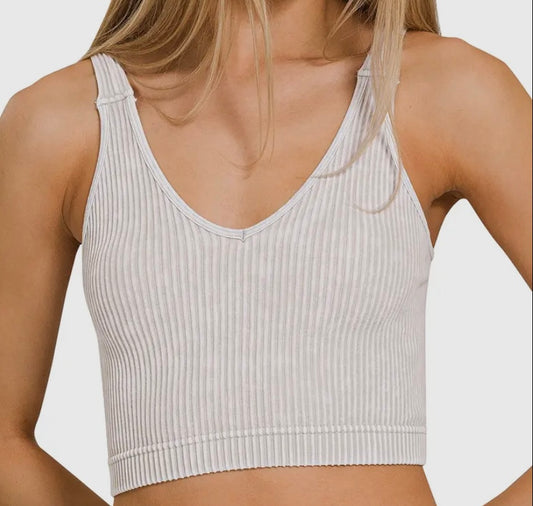 ash mocha v neck crop tank
