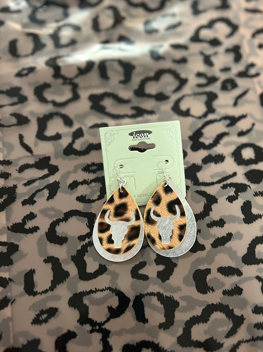 cheetah steer earrings