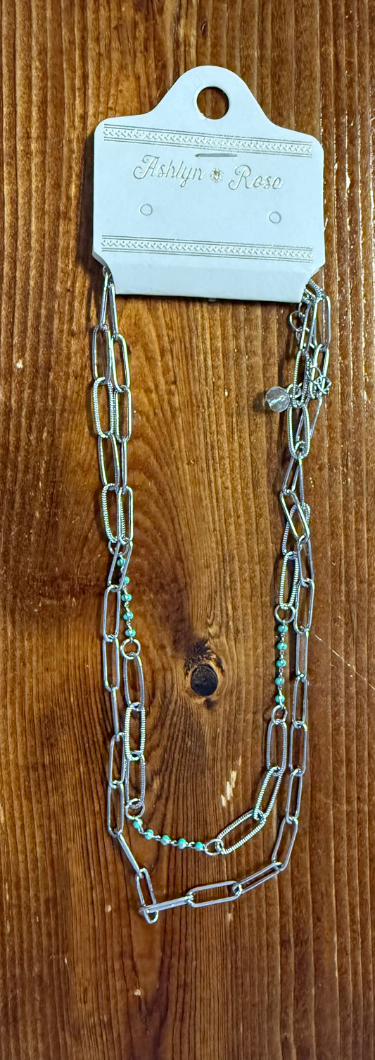 linked chain necklace w turquoise