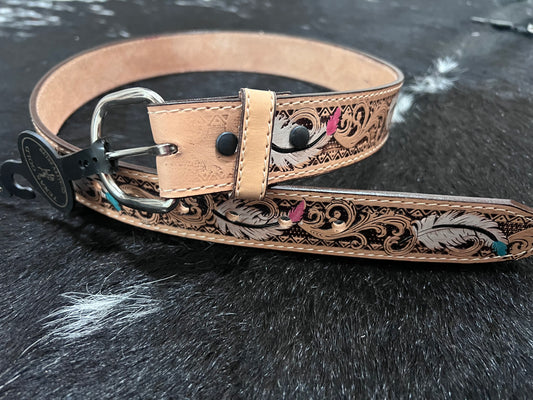 feather tooled belt