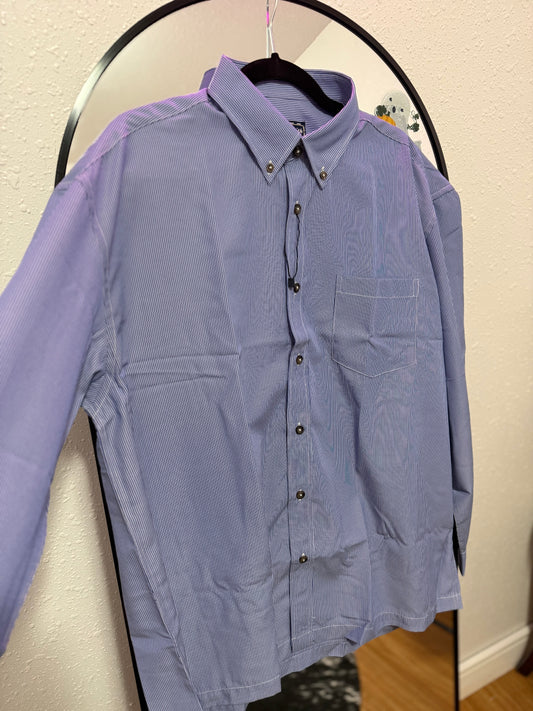 blue stripe men’s long sleeve button up