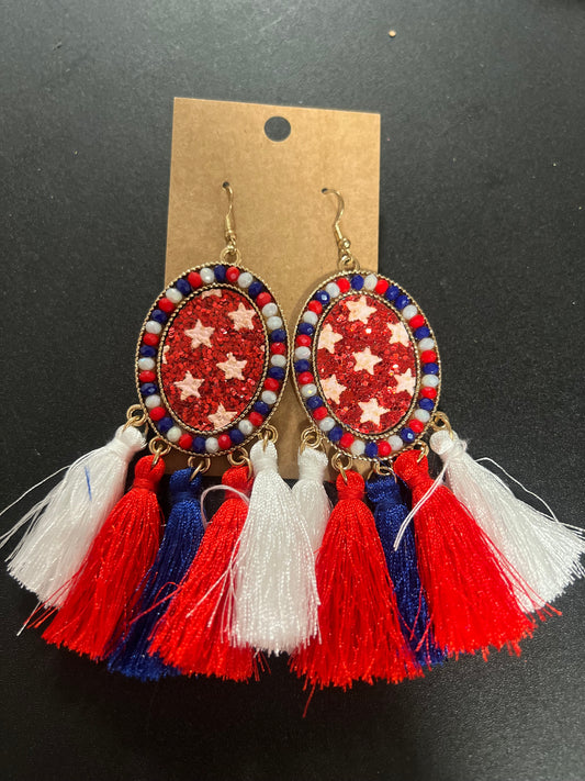 Red white and blue earrings