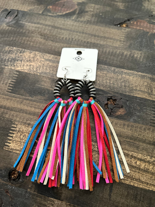 Colored Long Fringe Earrings