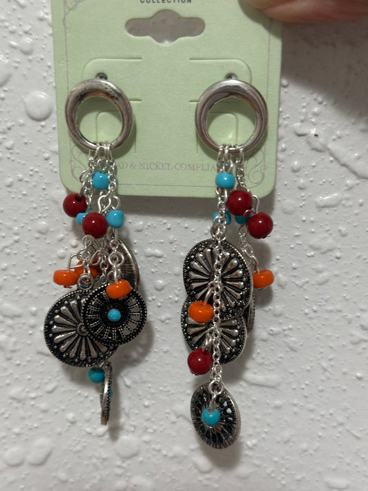 Silver pin wheel earrings