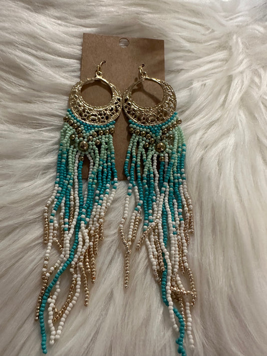 Long gold sead bead earrings