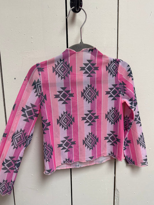 pink aztec mesh top