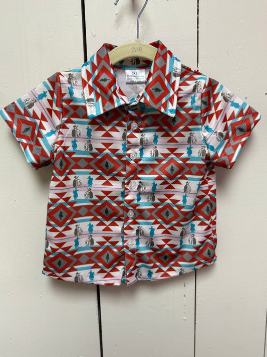 horse and rip button up shirt