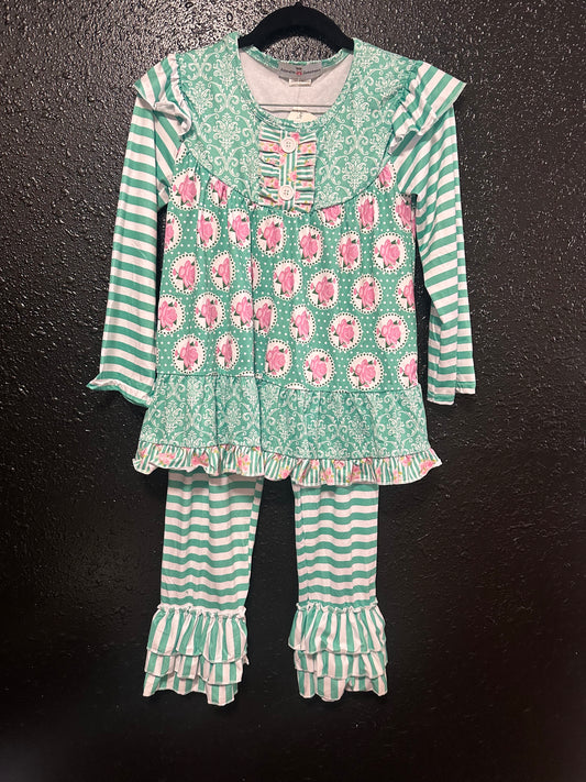 Teal Floral Pant Set