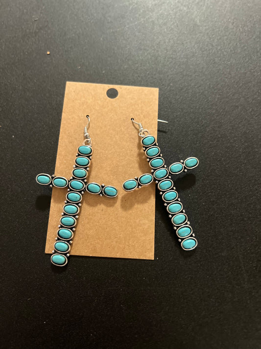 turquoise cross earrings