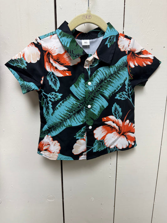 black hawaiian shirt set