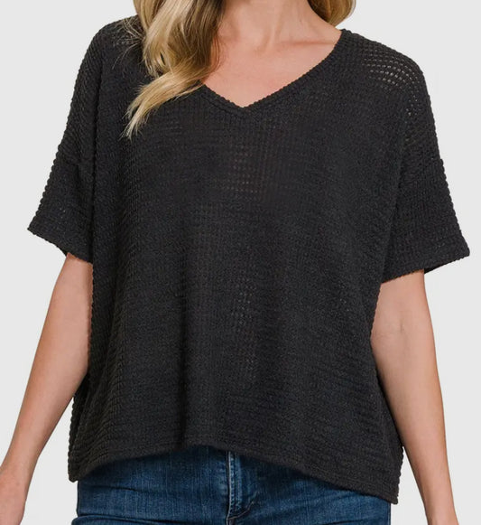black off the shoulder knit top