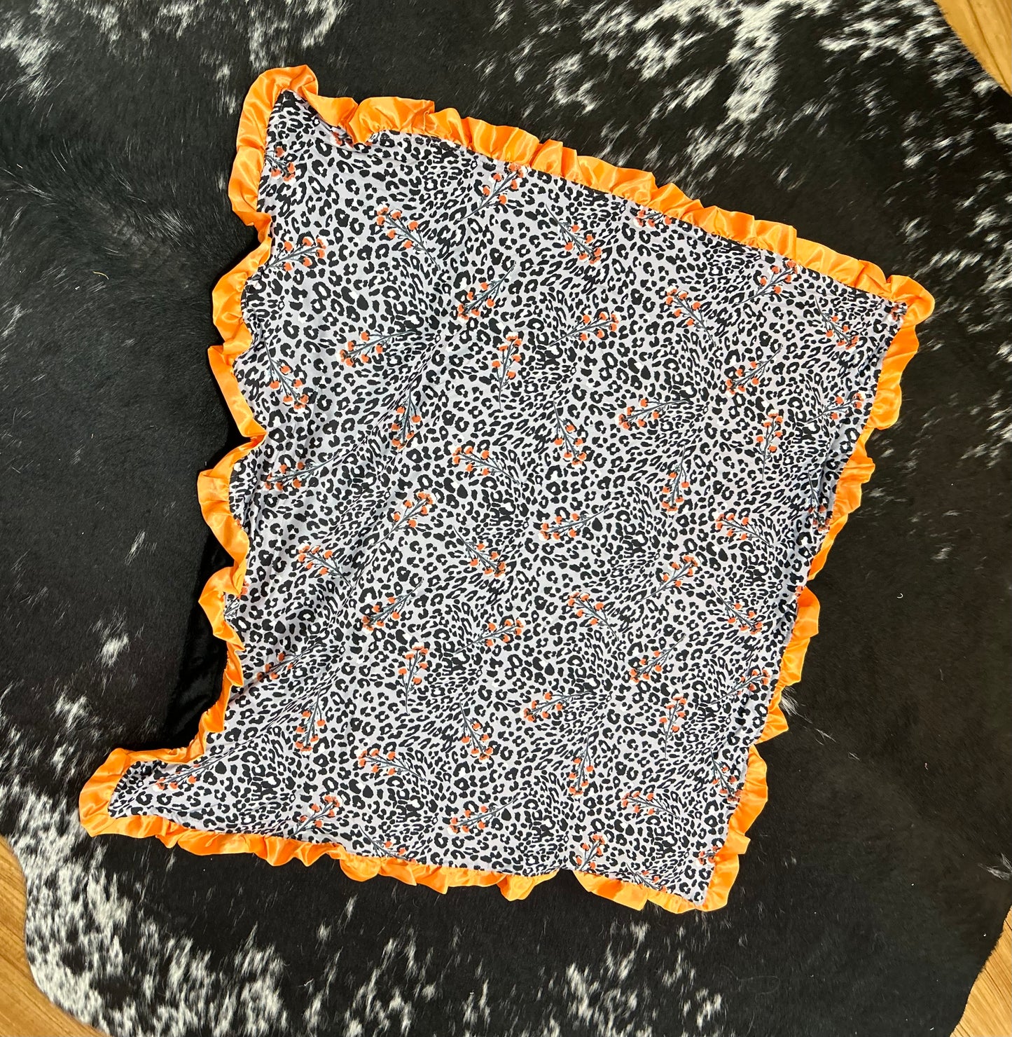 Cheetah Ruffle Edge Baby Blanket 35” x 35”