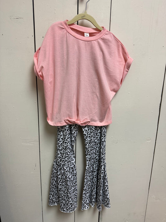 leopard bell and pink top set