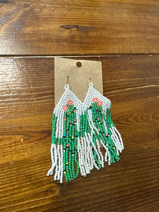 cactus seed bead earrings