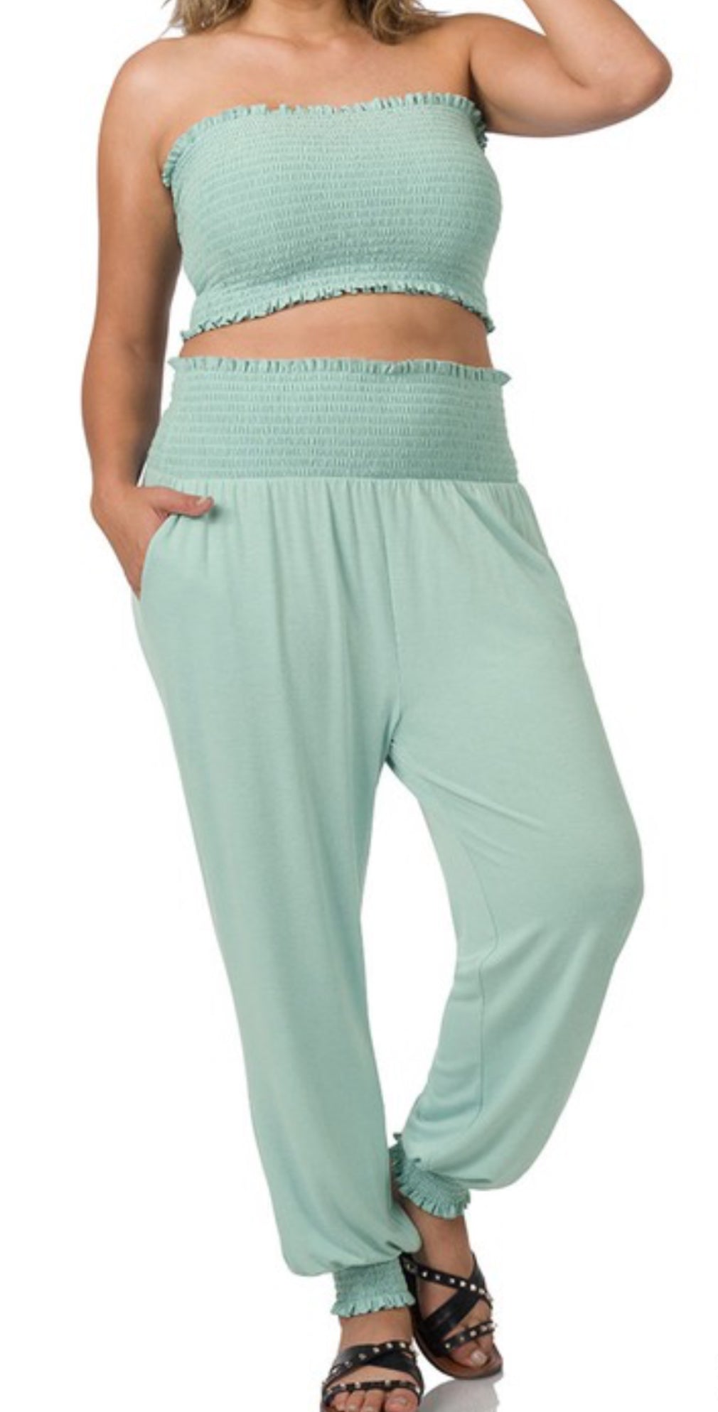 Plus Size Tube Top + Lounge Joggers