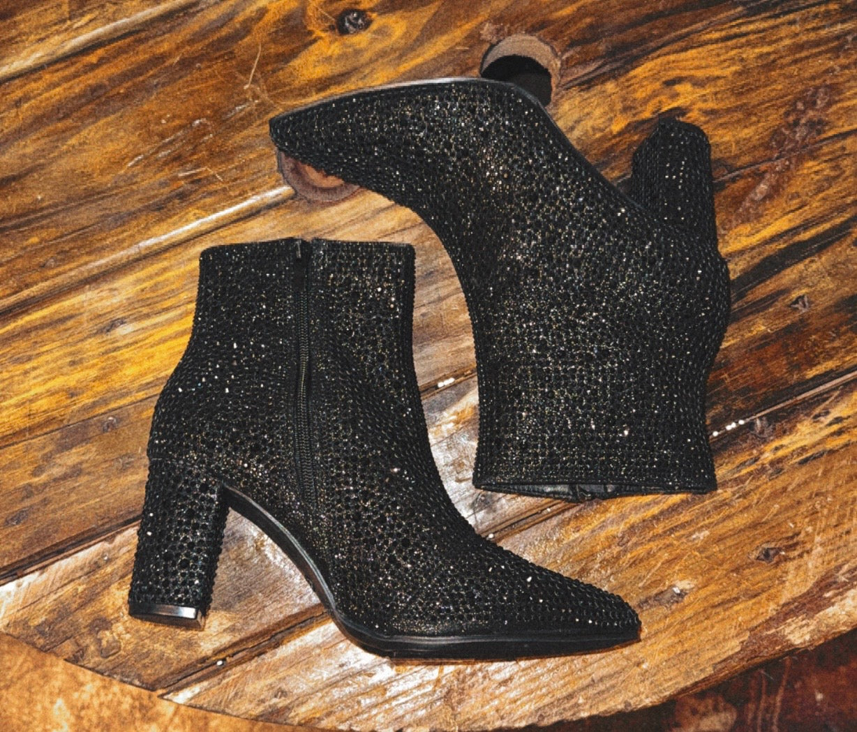 Black Rhinestone Booties