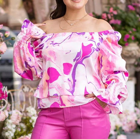 retro layered off shoulder top