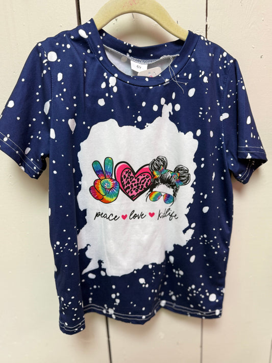 peace love midlife blue bleach shirt