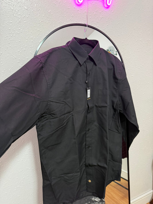 solid black men’s long sleeve button up