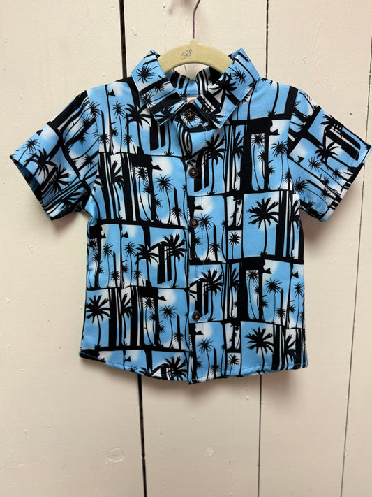 black and blue hawaiian shirt