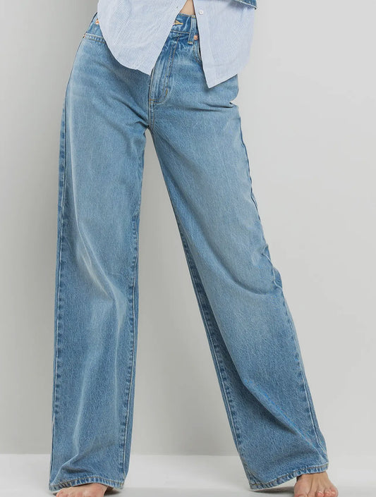 high rise wide leg sneak peak jeans