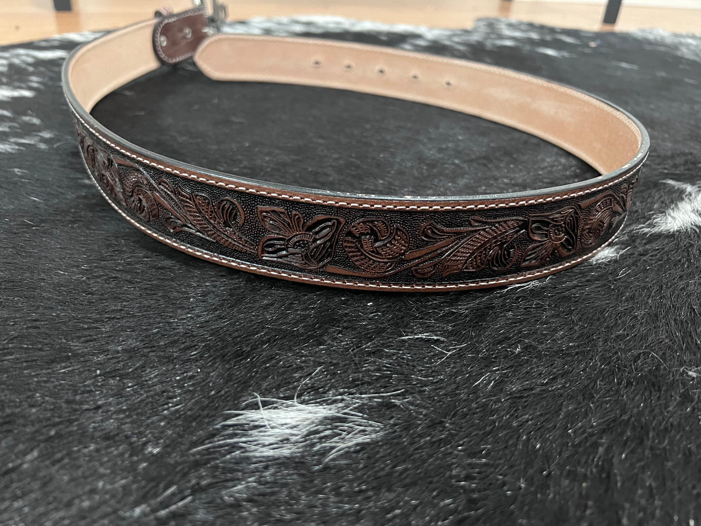 dark tooled leather belt