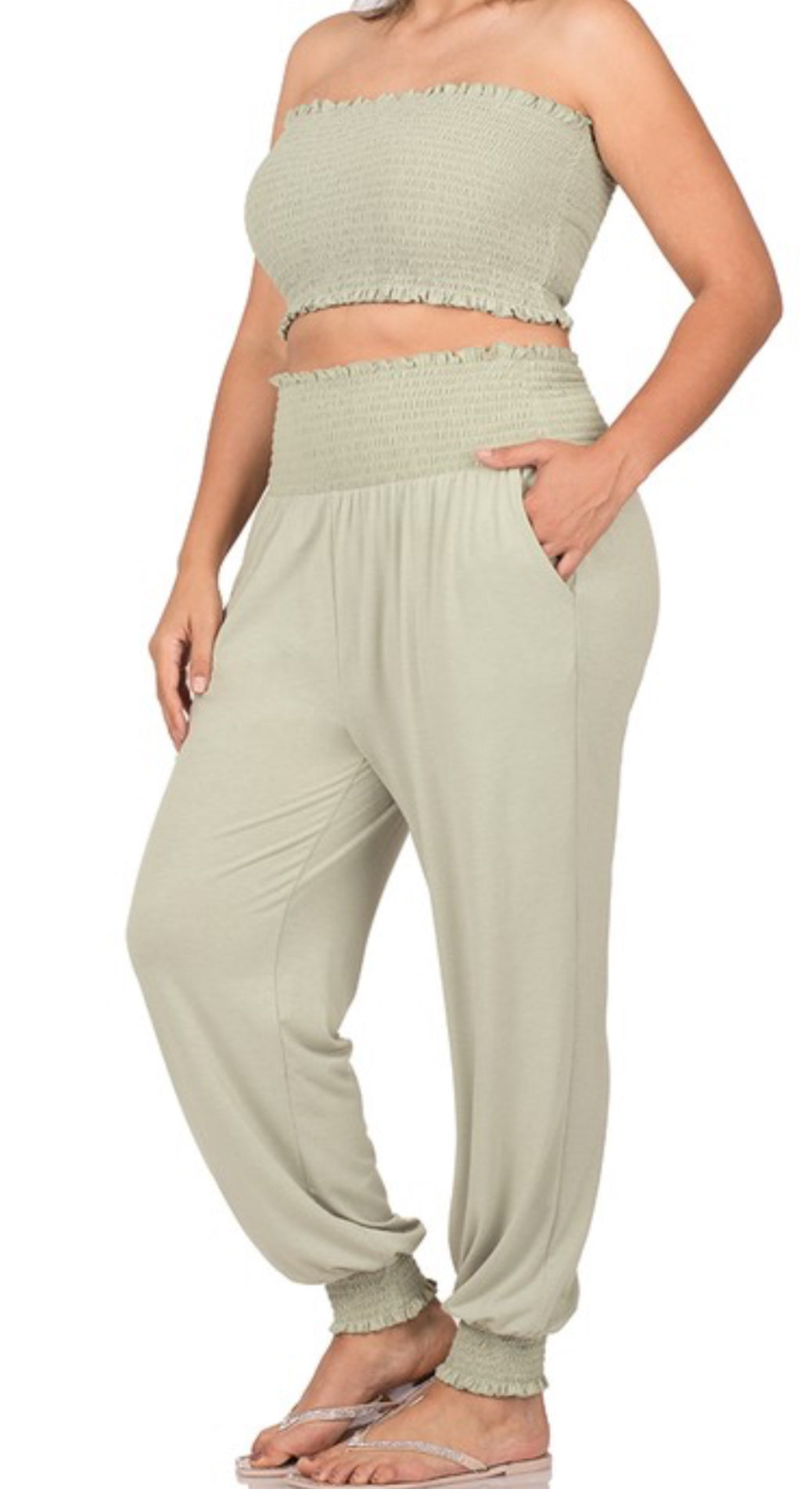 Plus Size Tube Top + Lounge Joggers