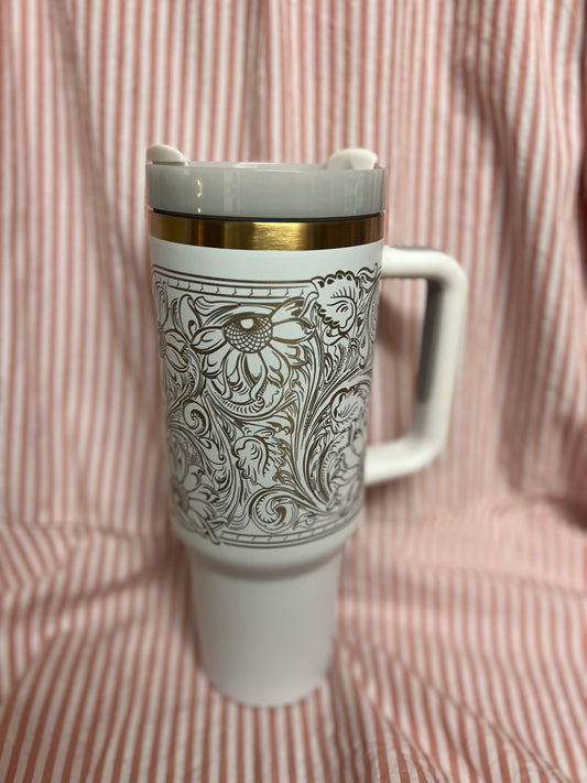 white tooled tumbler