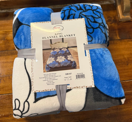 blue floral king blanket